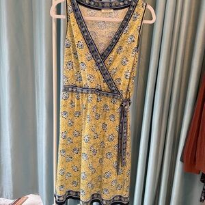 Max Studio Yellow and Blue Floral Midi Dress